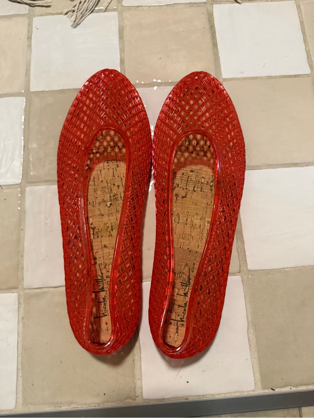 Nicole Miller New York Woven Jelly Ballet Flats Red Insole Womens 8.5 / 9
